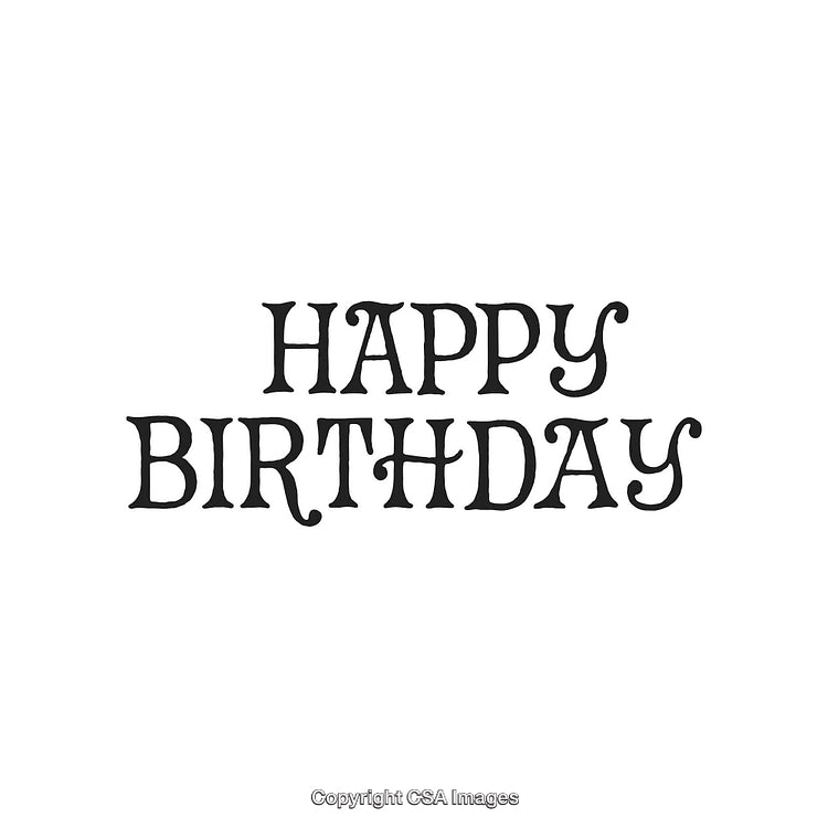 Happy Birthday Text Design with Elegant Calligraphy on a White Background
