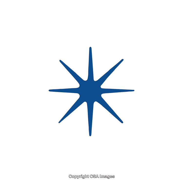Blue Eight-Pointed Star Shape on White Background