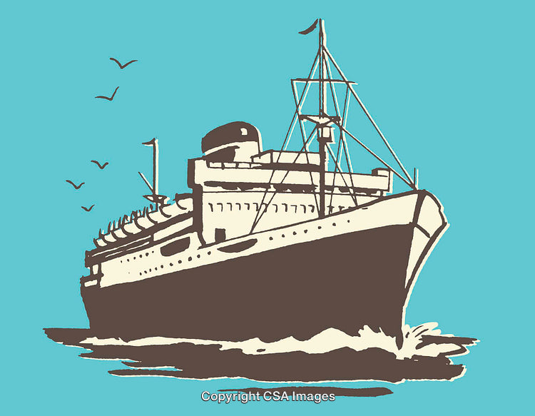 Illustration of a Large Passenger Ship Sailing on Open Waters