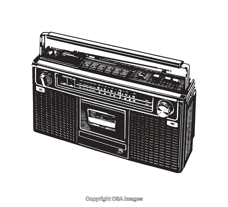 Vintage Line Art Illustration of a Retro Radio Music Concept