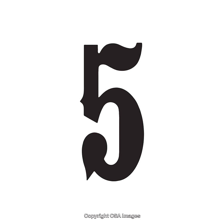 Stylized Bold Number Five in Black on White Background