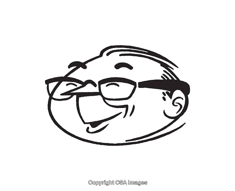 Smiling Cartoon Illustration of a Happy Character in Line Art
