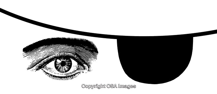 Close-Up Black and White Engraved Eye with Hat Illustration
