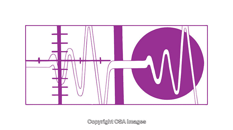 Abstract Purple Waveform Diagram with Geometric Elements on White Background