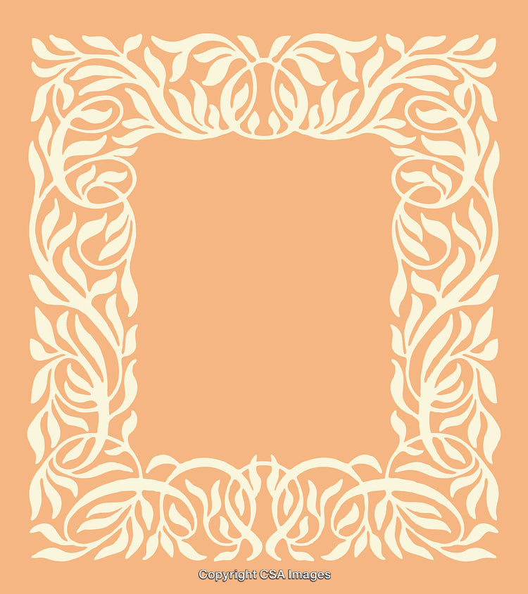 Artistic Ornamental Frame with Abstract Floral Patterns in Soft Tones
