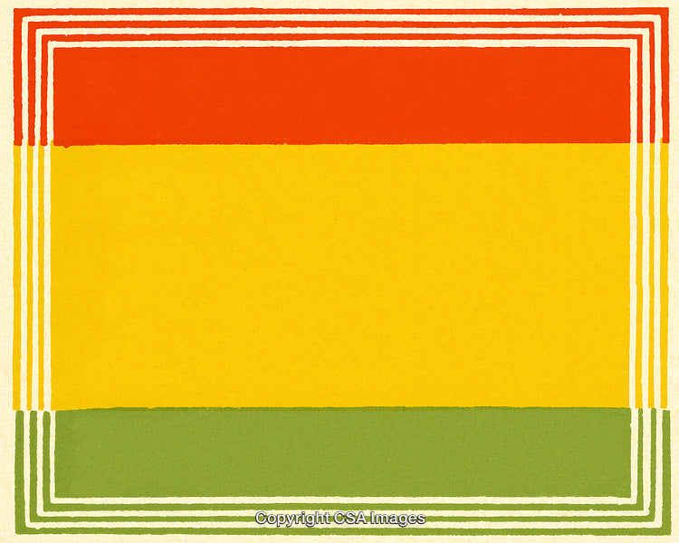 Abstract Composition of Rectangles in Vibrant Orange, Yellow, and Green