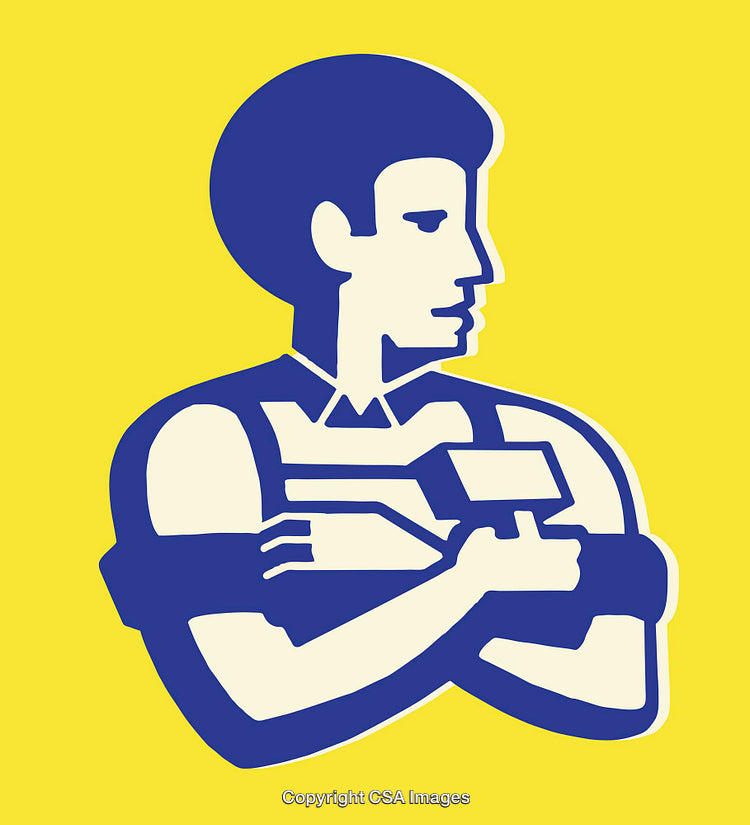 Bold Line Art Illustration of a Figure with Geometric Design