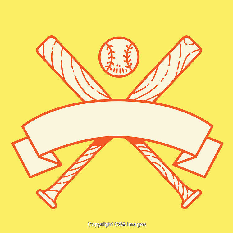 Baseball Themed Illustration Featuring Crossed Bats and Space for Custom Text