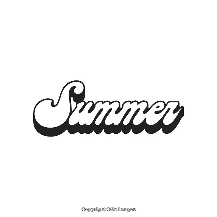 Stylish Black and White Summer Typography Artwork with Retro Design