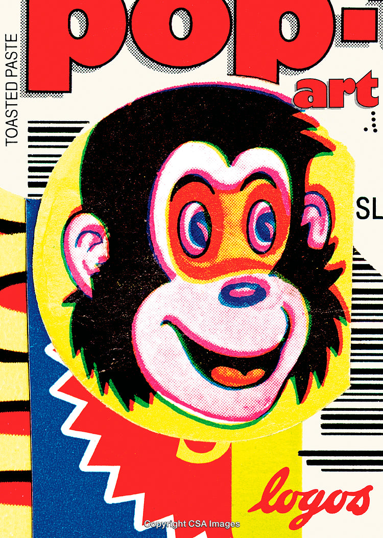 Colorful Pop-Art Style Illustration of a Cartoon Monkey Design