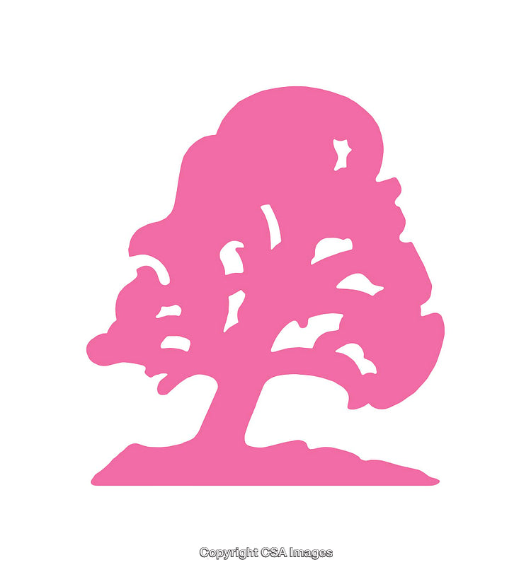 Bright Pink Tree Silhouette Icon of Simple Nature Illustration