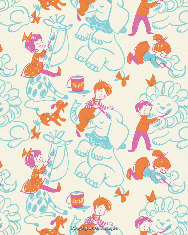 Playful Children and Animals