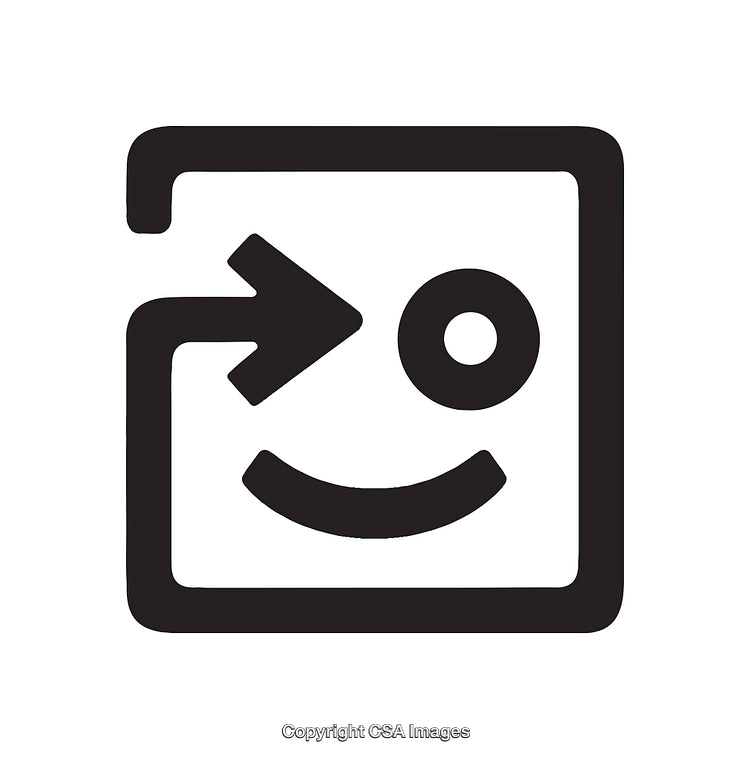Minimalist Black And White Icon With Smiling Face Design