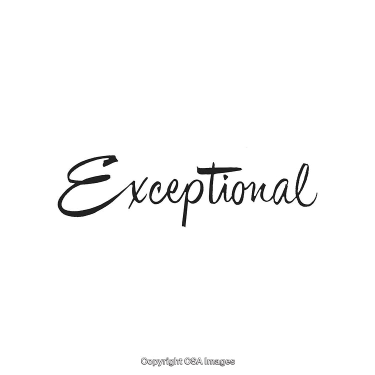 Elegant Handwritten 'Exceptional' Typography Art on Minimalist White Background