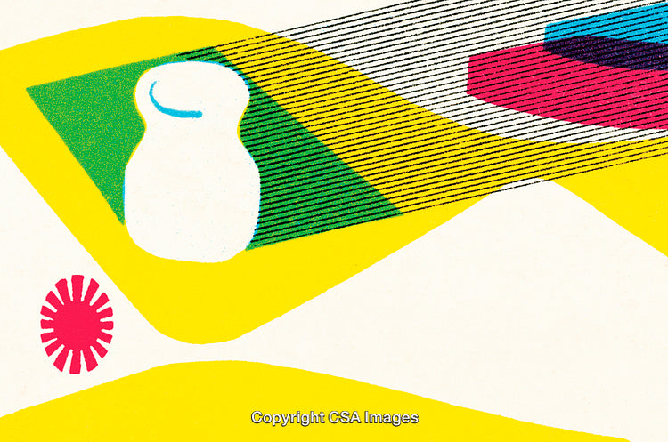 Abstract Colorful Composition Featuring Geometric Patterns and Bold Shapes