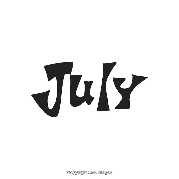 Handwritten Text Art Featuring the Word July in a Stylish Font
