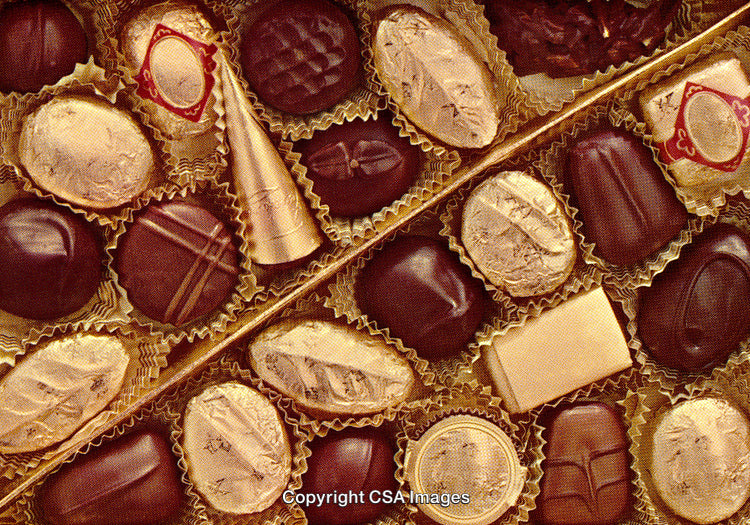 Assorted Chocolates in a Decorative Gift Box with Golden Wrappers