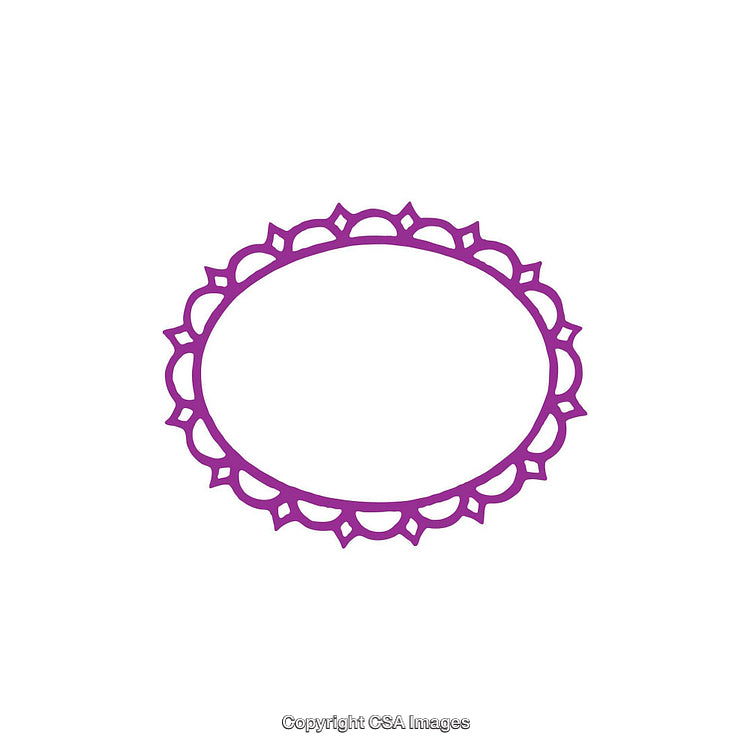 Elegant Circular Frame with Intricate Purple Pattern on White Background