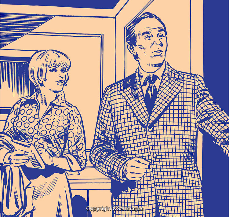 Retro Illustration of a Business Meeting Between Professionals in Vintage Style