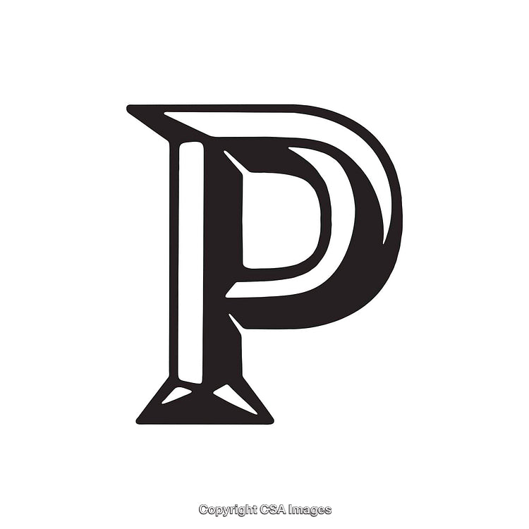 Bold Stylized Black and White Typography of the Letter P