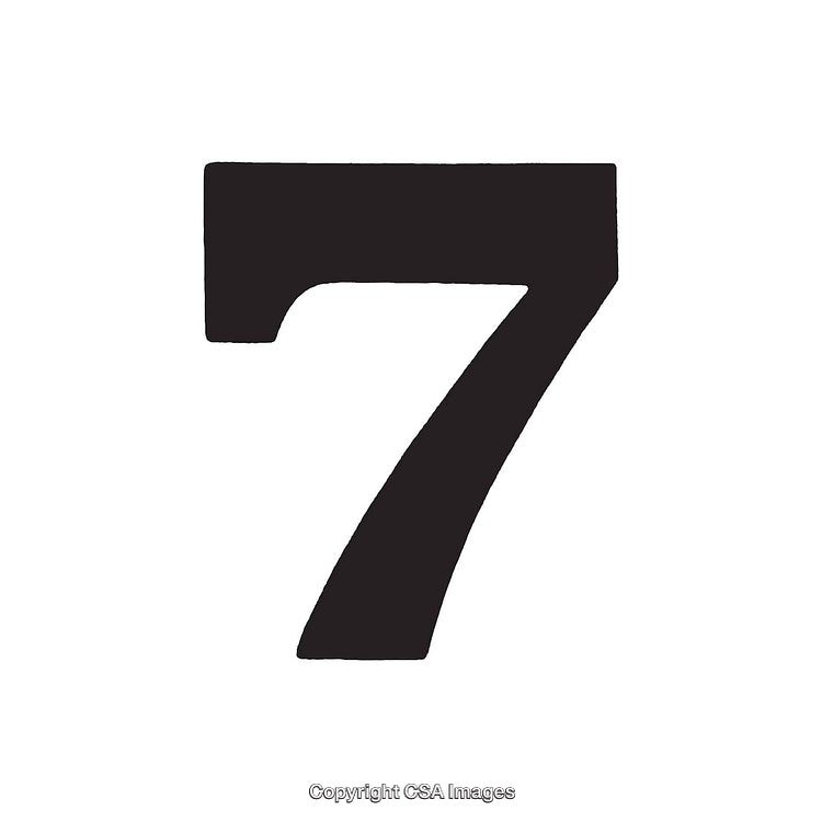 Bold Black Number Seven on White Background in Minimalist Style