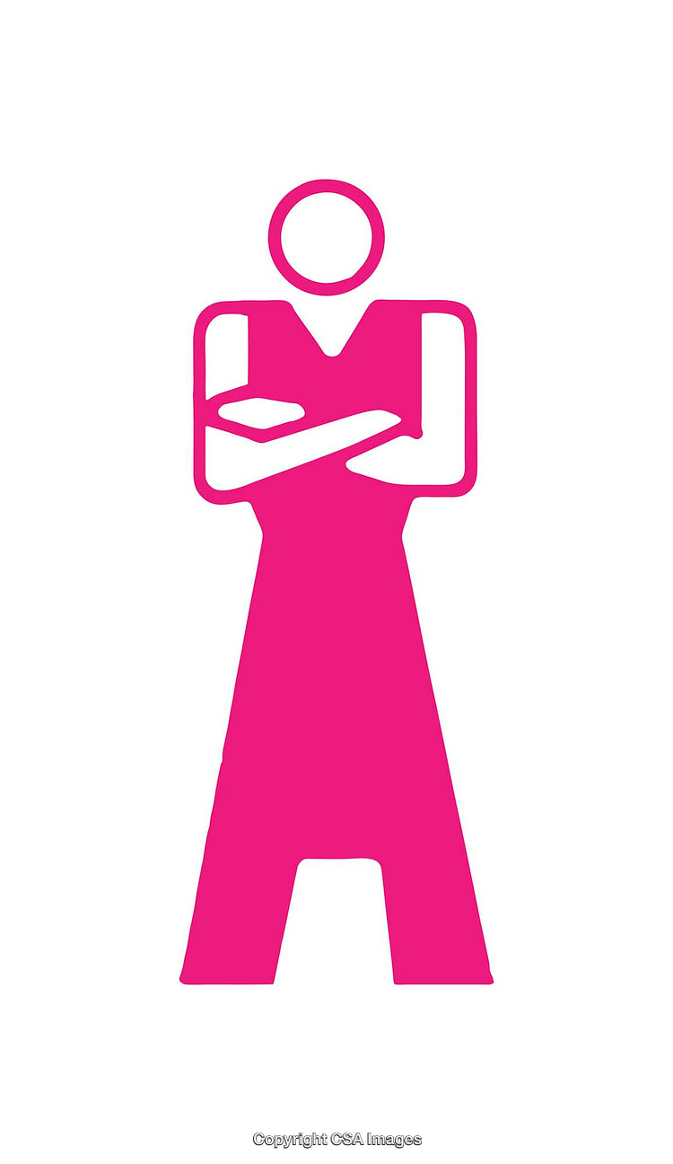 Minimalistic Pink Figure Icon Representing Confidence and Simplicity