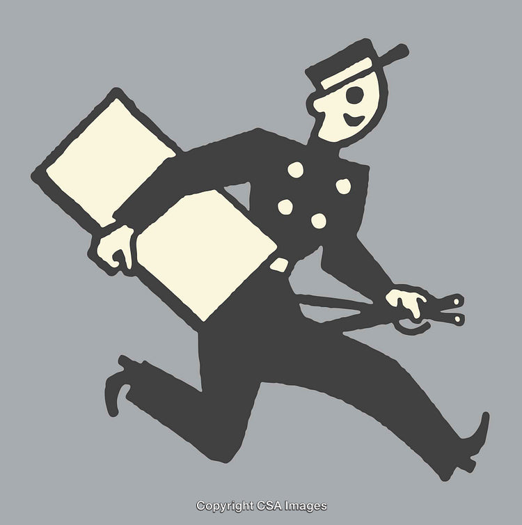 Retro Styled Chimney Sweep Illustration with Monochromatic Tone