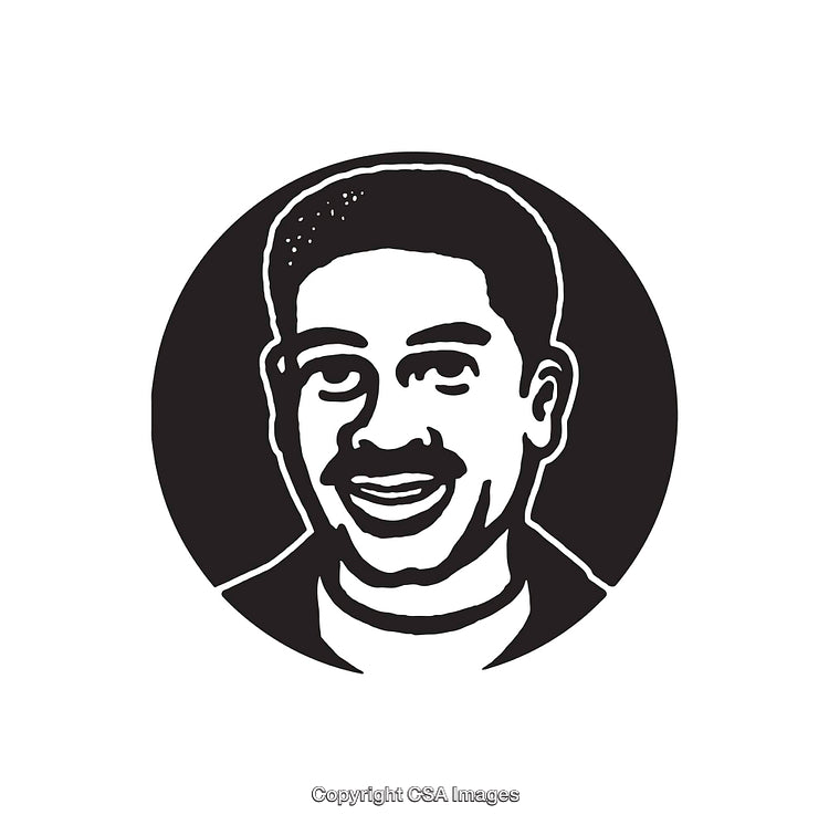 Black and White Line Art Portrait in a Circular Design
