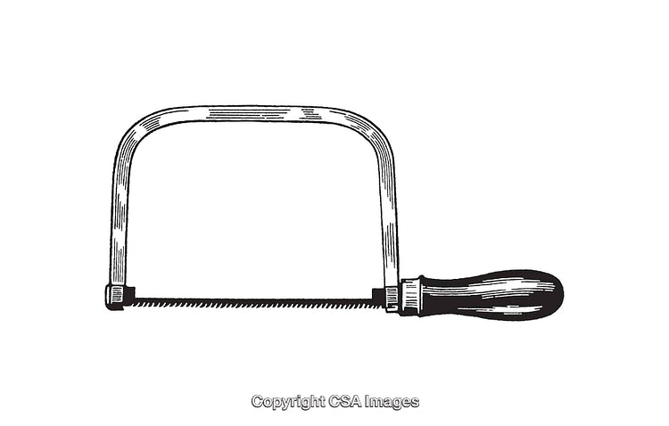 Vintage Line Art Illustration of a Coping Saw Tool