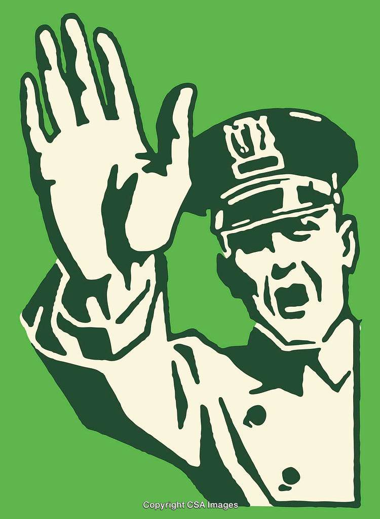 Illustration of a Commanding Figure Giving a Halting Gesture