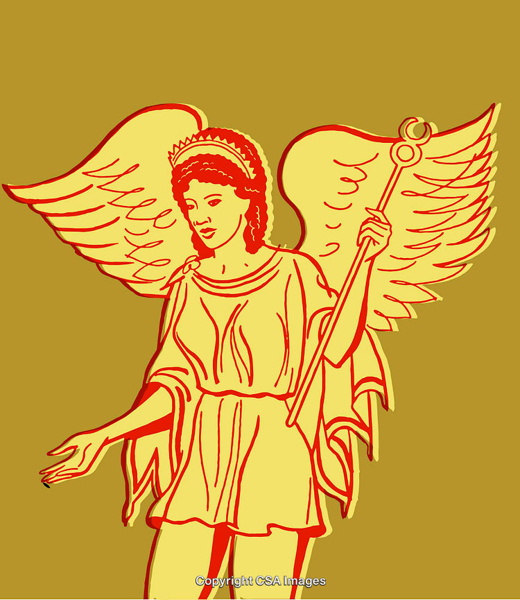Colorful Line Art Illustration of an Angel With Wings and Wand