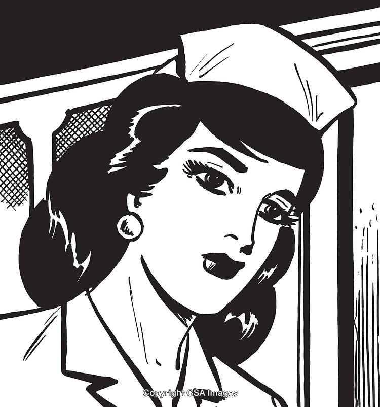 Retro Pop Art Illustration of a Nurse in Classic Style