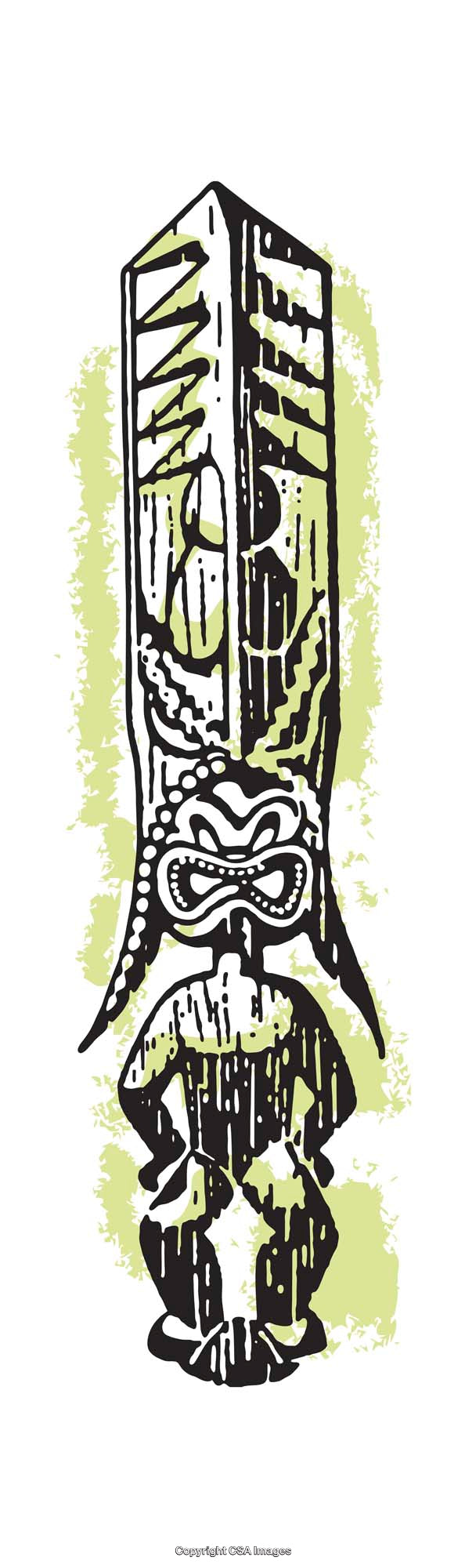Stylized Illustration of a Traditional Totem with Unique Artistic Details