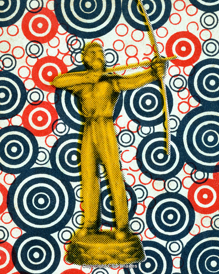 Creative Pop Art Style Archer Figure With Retro Target Background
