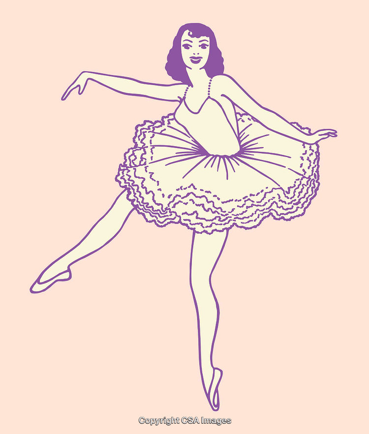 Elegant Line Art Illustration of a Ballet Dancer Performing on Pointe