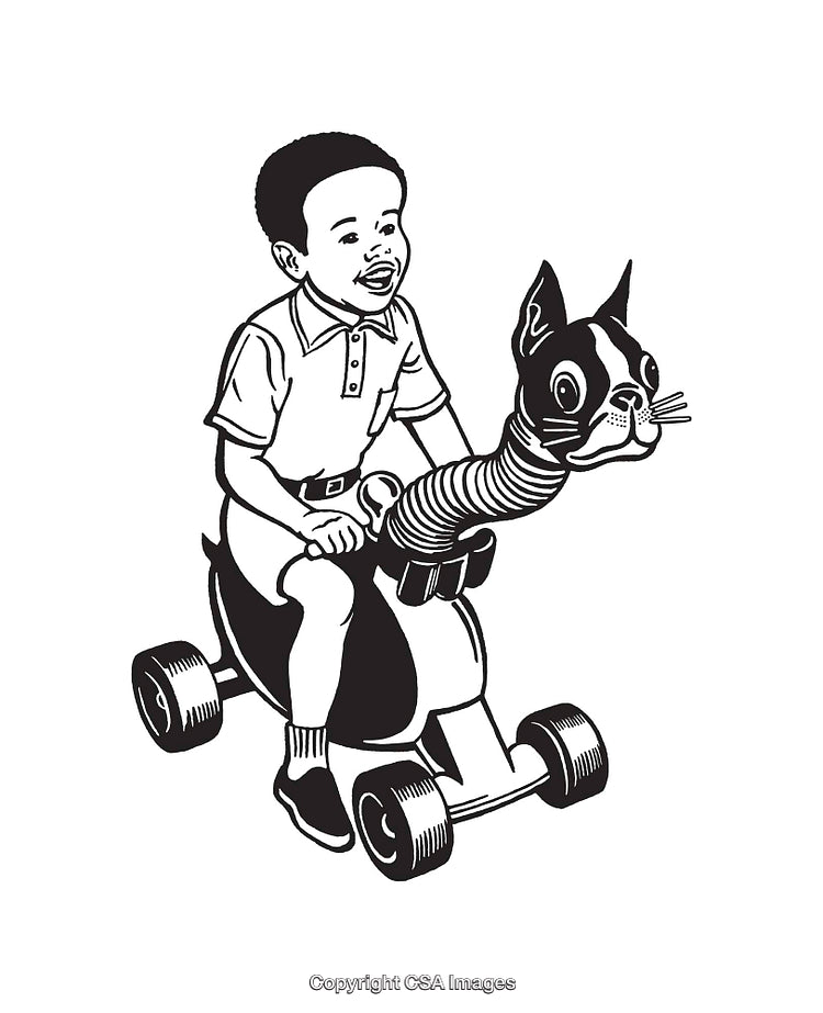Illustration of a Child Riding a Creative Animal-Shaped Toy