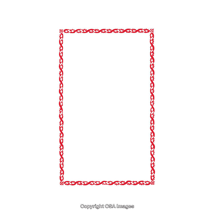 Elegant Red Decorative Border with Intricate Design on White Background
