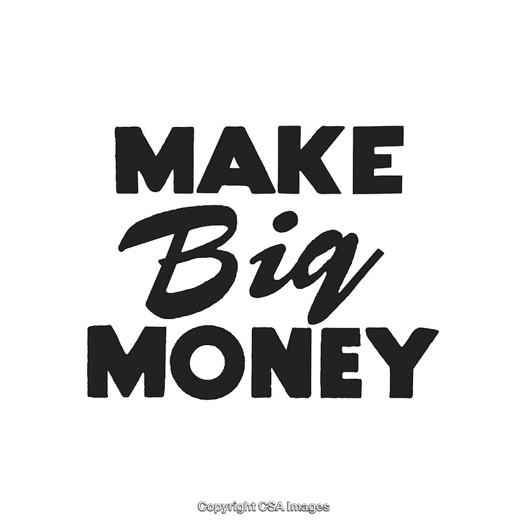 Motivational Quote Promoting Wealth and Success Through Bold Typography