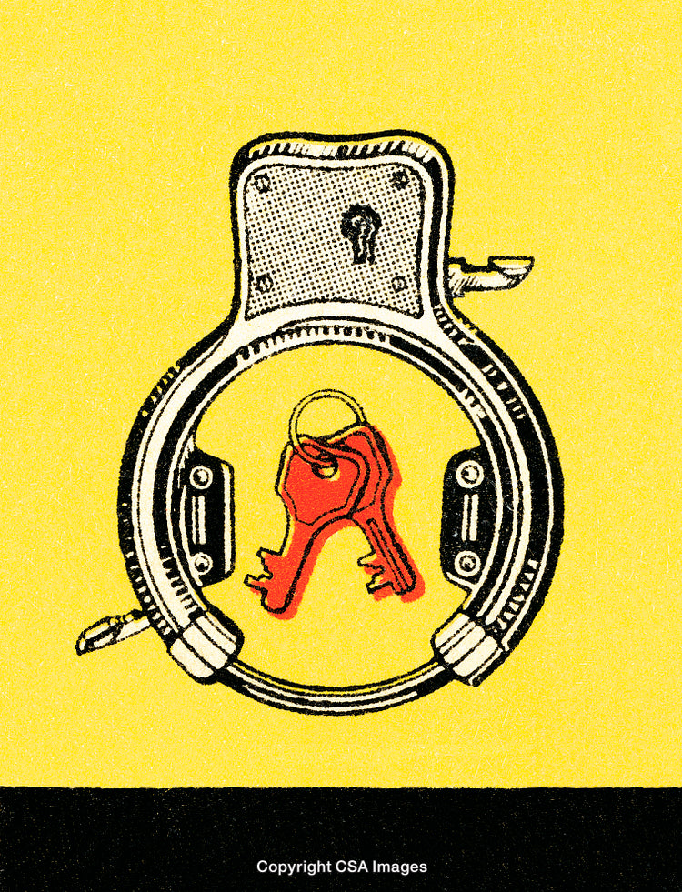 Illustration of a Padlock with Keys Representing Security and Freedom
