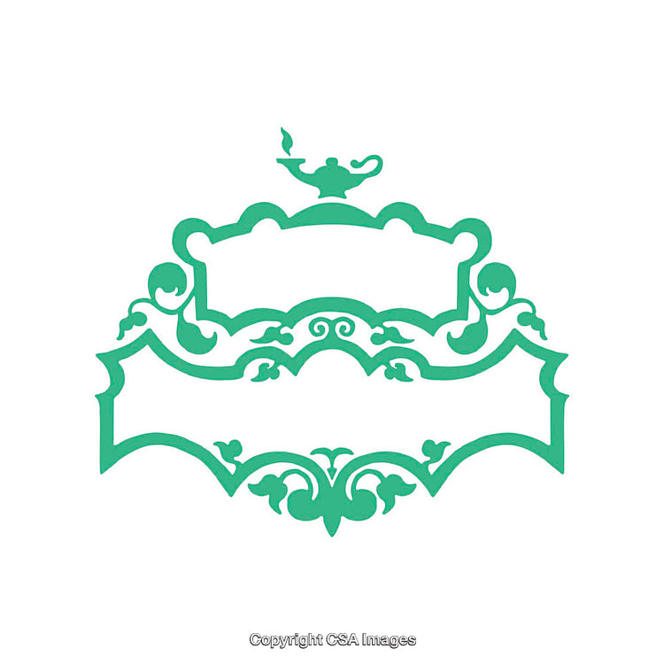 Ornate Decorative Frame Design with Aladdin Lamp Motif and Stylish Details