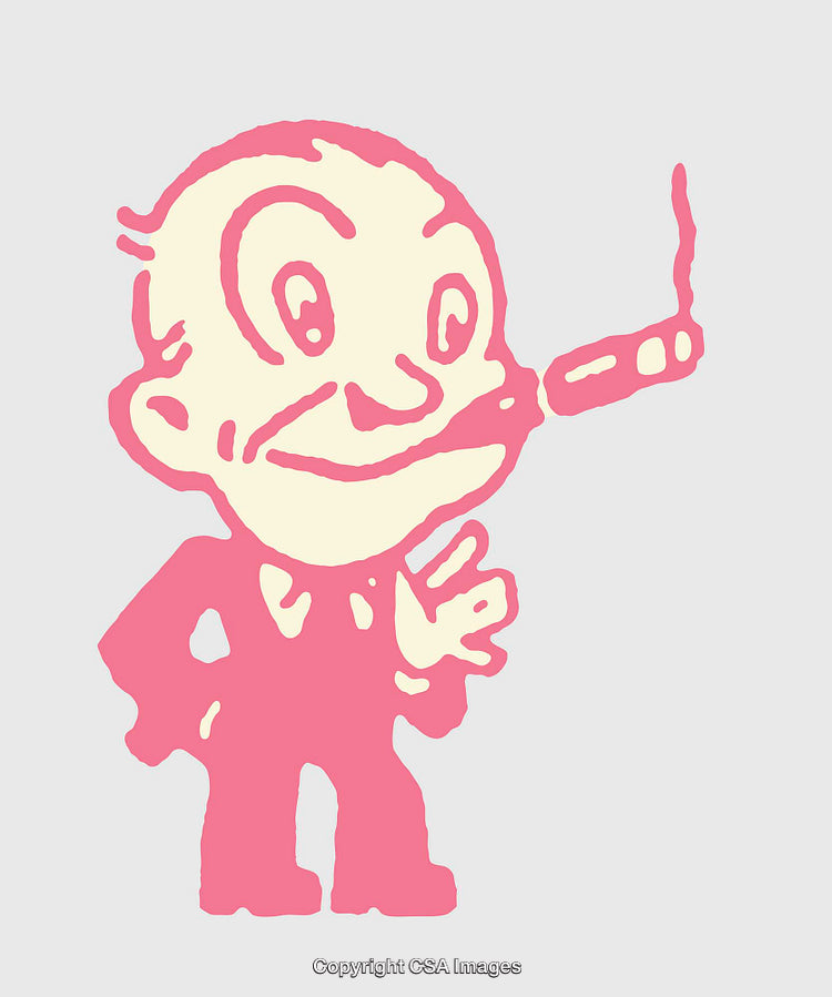 Playful Line Art Drawing of a Character Smoking a Cigarette