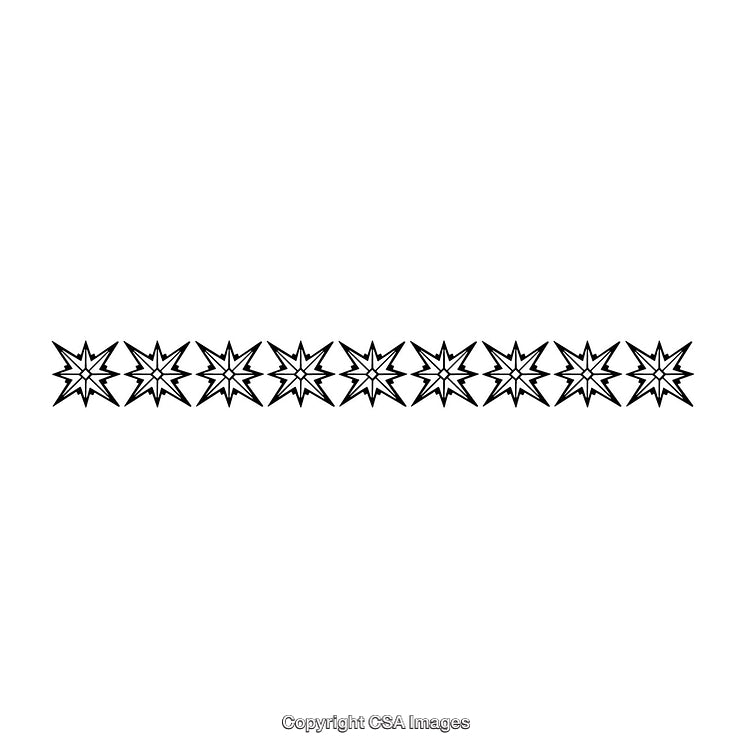 Seamless Black and White Star Border Illustration on Clean Background