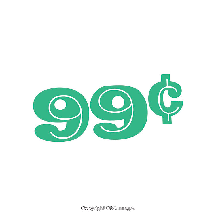 Bold Green 99 Cents Design on a White Background