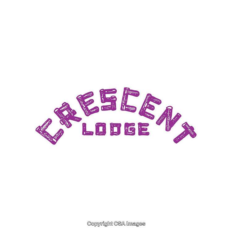 Purple Crescent Lodge Text Design on a Clean White Background