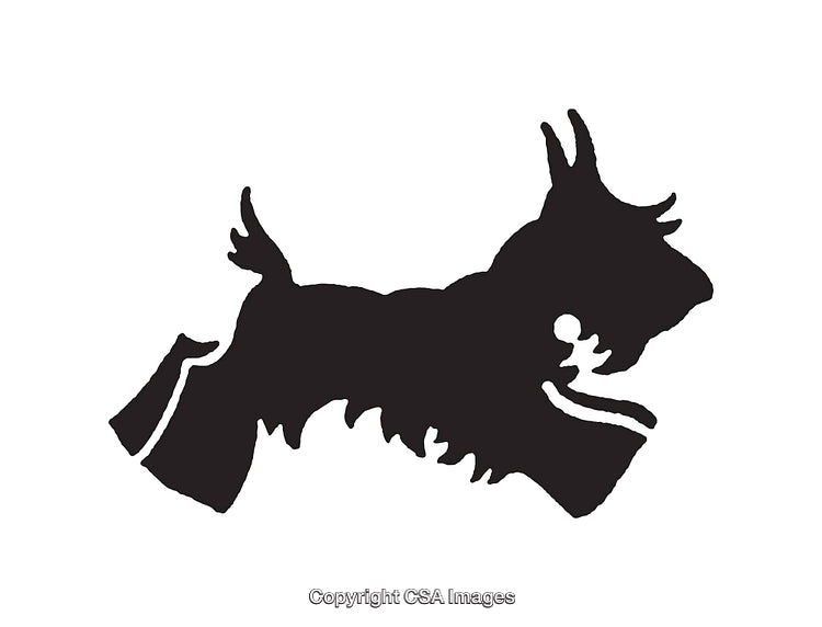 Silhouette of a Playful Dog With Stylized Features in Black and White