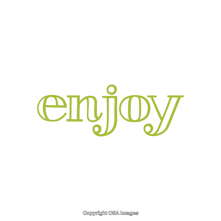 Illustration with the Word Enjoy in Green on White Background