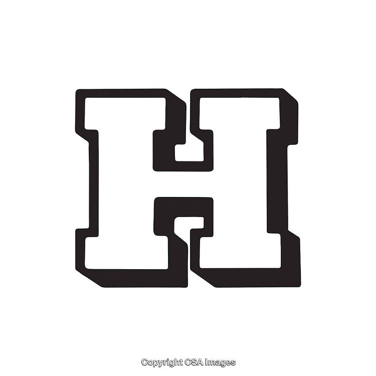 Bold Monochrome Capital Letter H in Stylized Block Font Design