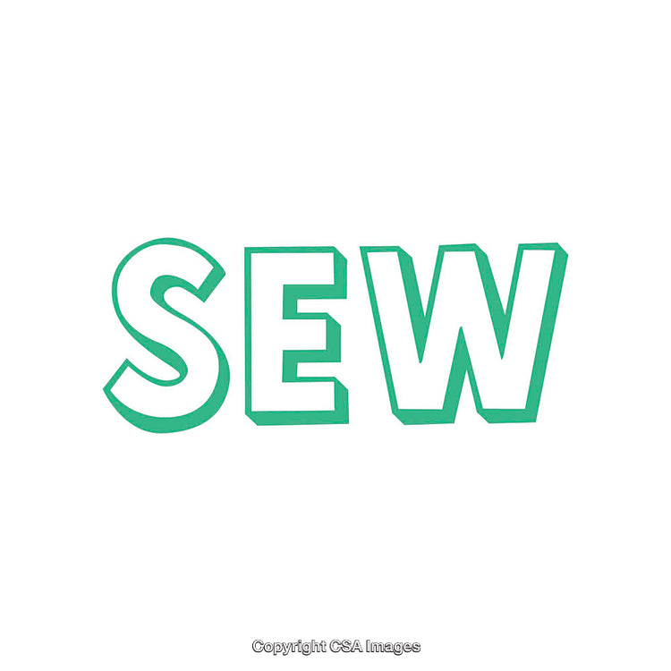 Minimalistic Green Bold SEW Word Art on White Background