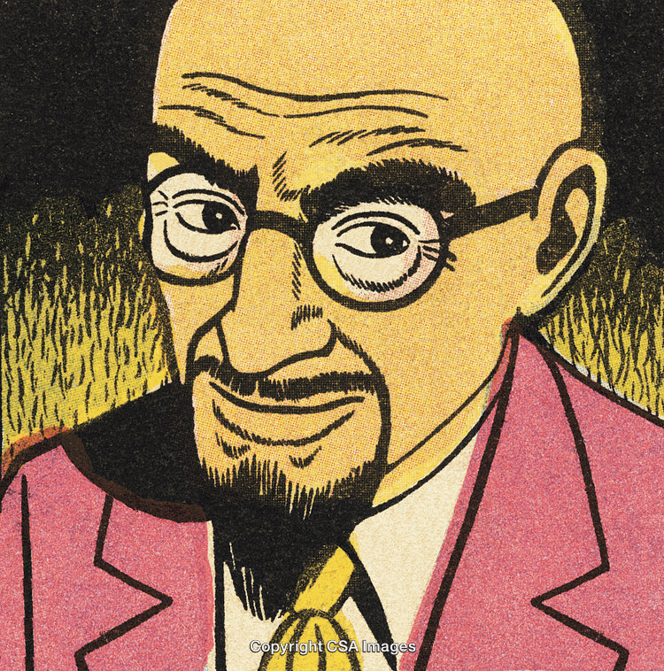Illustration of a Character With Glasses in a Retro Artistic Style