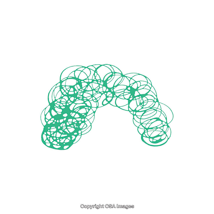 Abstract Green Scribble Shape Composed of Loops on White Background
